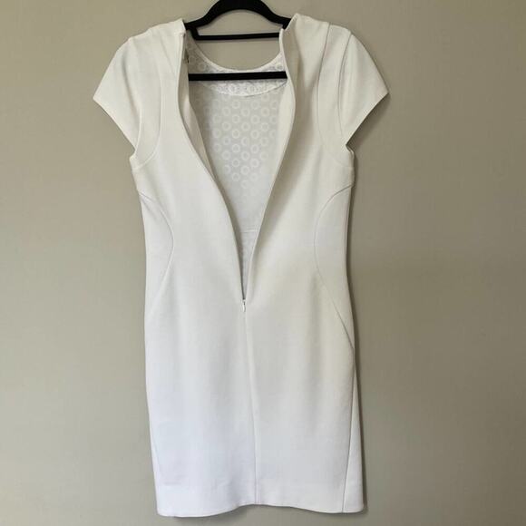 Diane Von Furstenberg Pele Eyelet Panel Cap Sleeve White Knit Dress Size 10 - Picture 5 of 10